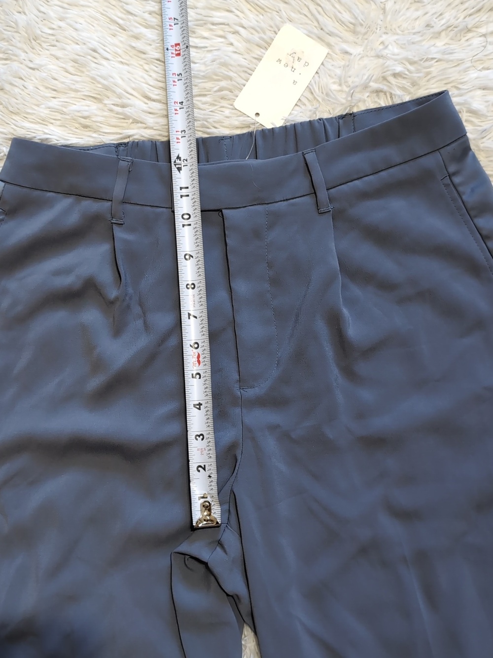 NWT A New Day Blue-Grey Wide Leg Satin Tuxedo Stripe High Rise Pants Size 8 - Picture 10 of 11